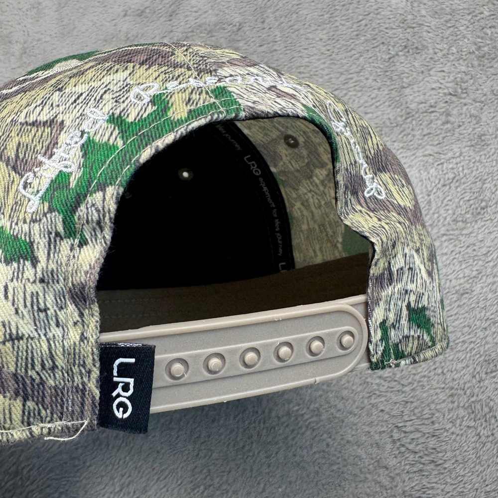 LRG Snapback Hat Mens OSFM Green Camo Excellent Textured Flat Brim Streetwear - Picture 9 of 9